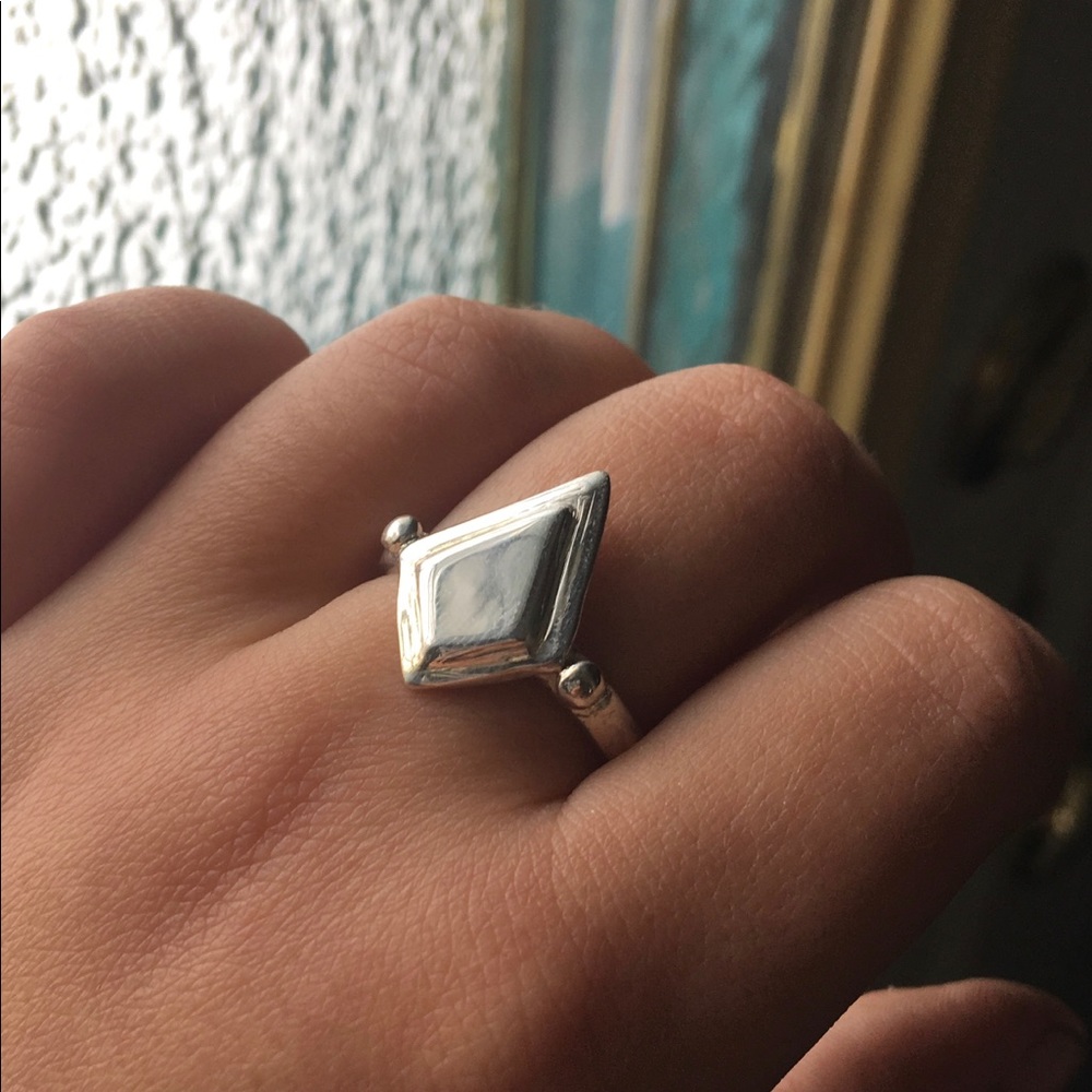 Geometric silver ring